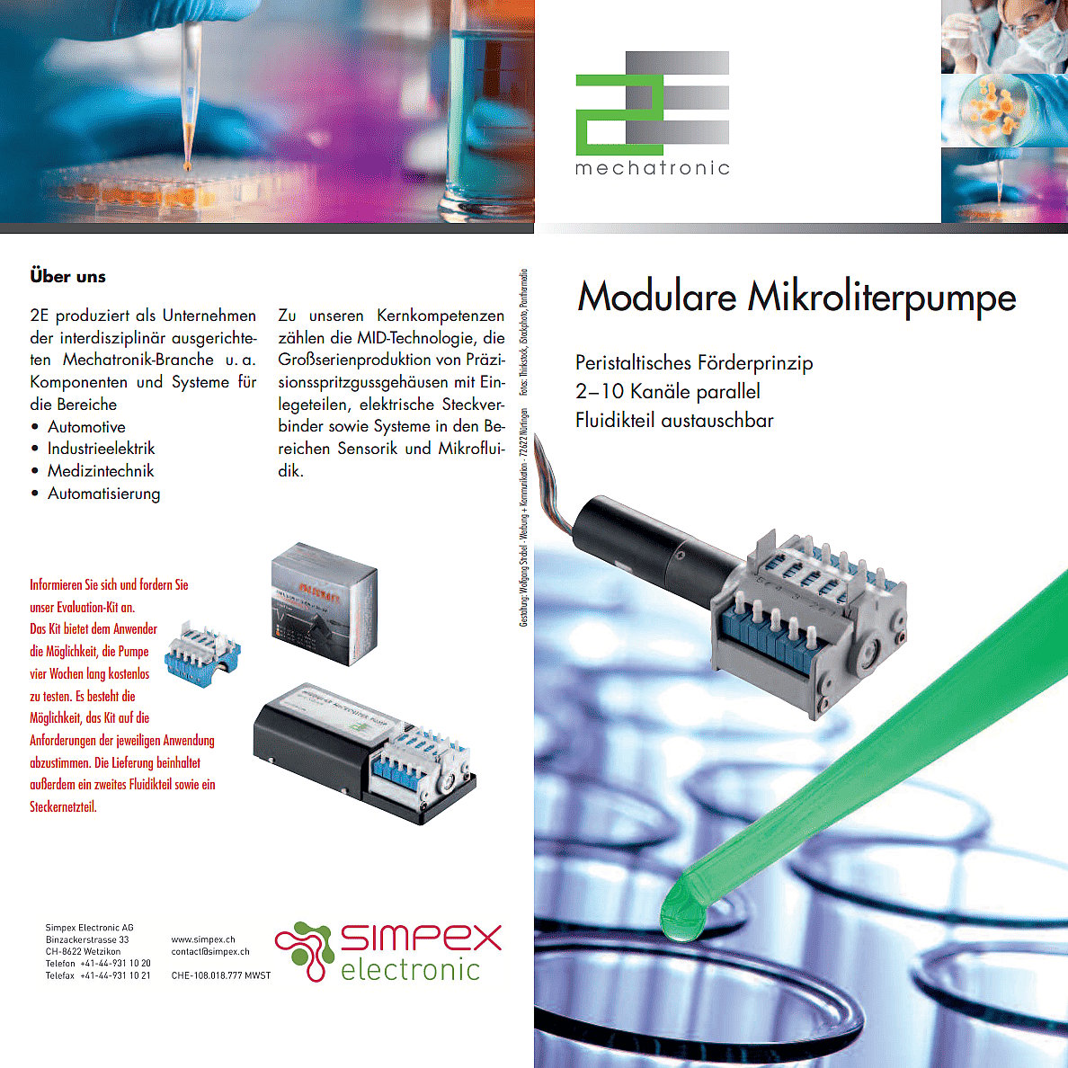 Micro-pompe MID Détails Flyer Cover Produit Page de renvoi