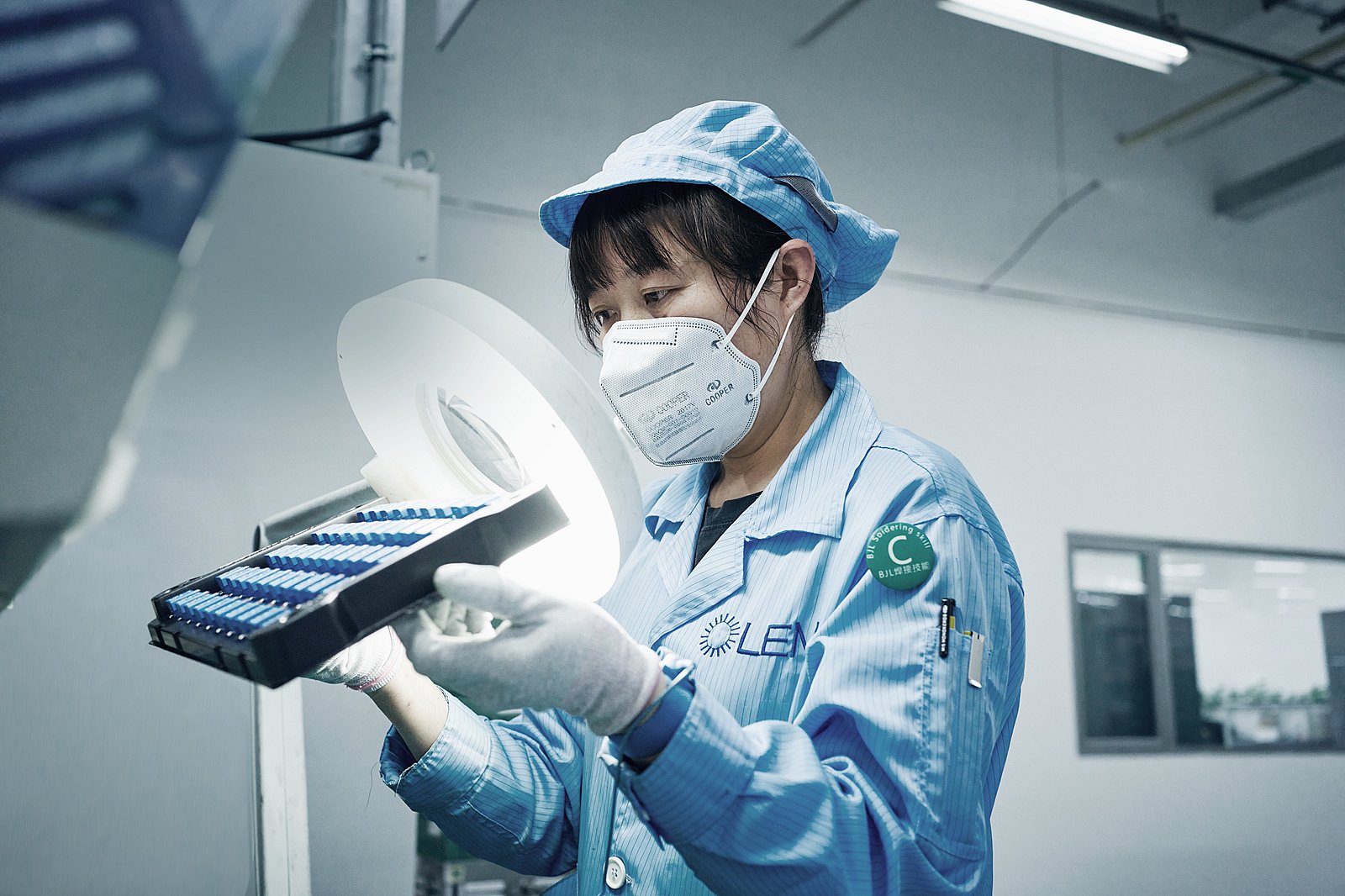 Lady at production
