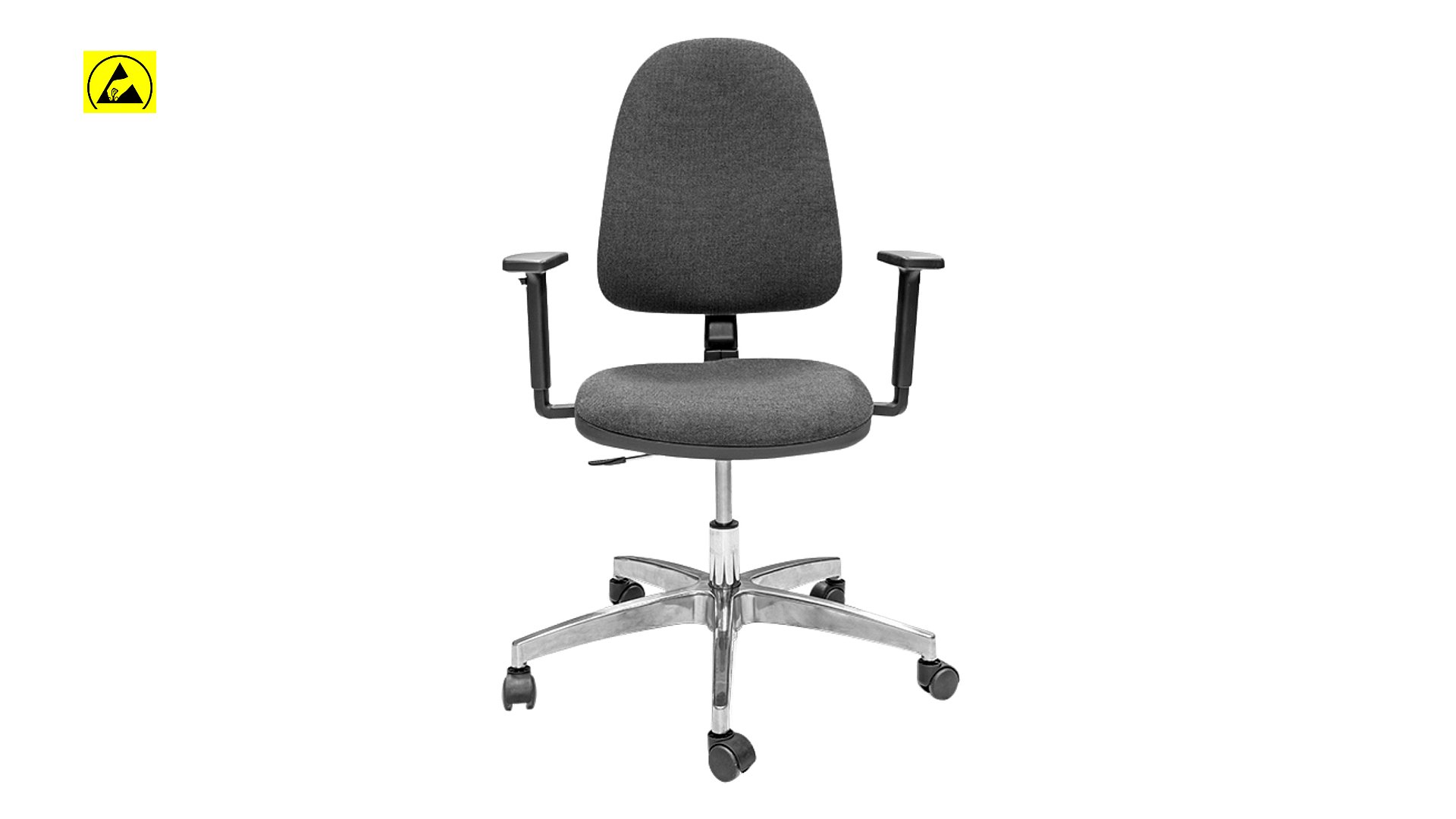 Chaise de travail Simpex ESD avec accoudoirs - noir - 465-550 mm