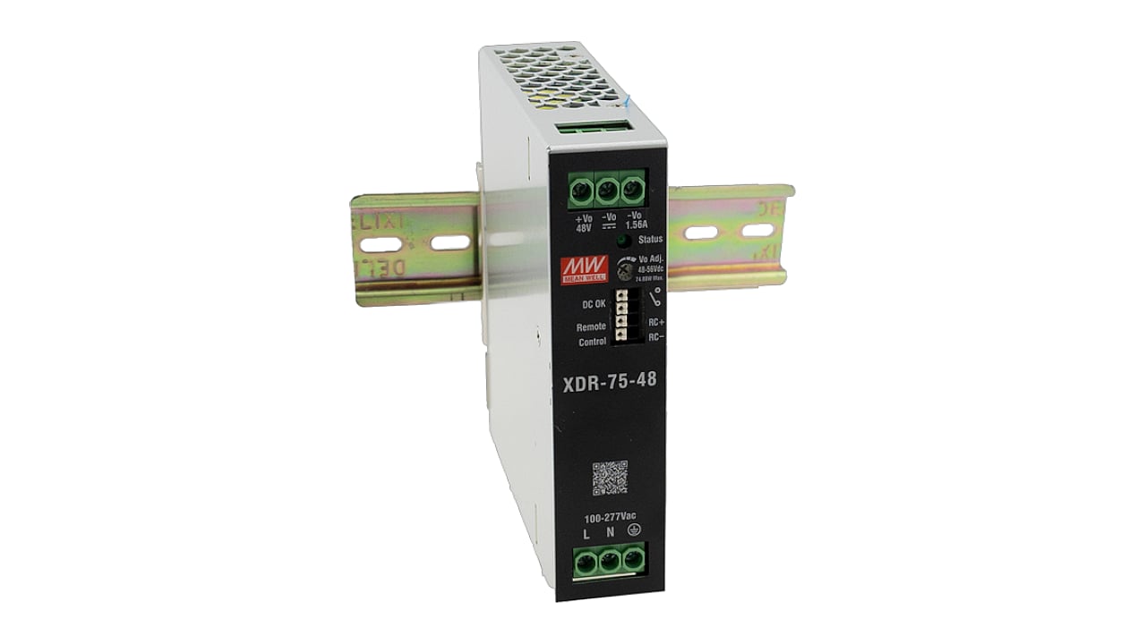 XDR-75-12 - MEAN WELL - 75W Hutschienen Netzteil 12V/6.3A, Peak Power