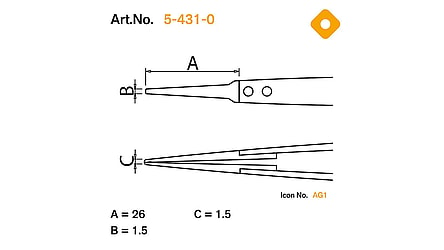 csm 5 431 0 b01 pinzetten auswechselbare spitzen tweezers interchangeable tips icon piktogramm masszeichnungen scale drawings 200a0398e0