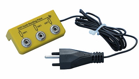 Équerre de mise à la terre avec 3x10 mm (m), avec câble de mise à la terre T12, 1 MOhm