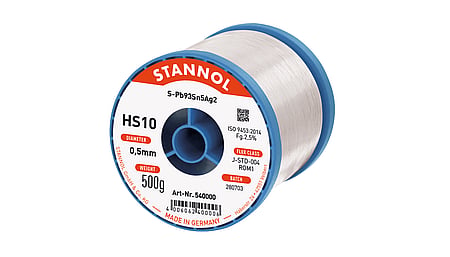Solder wire HS10, Pb93Sn5Ag2, RO M1, 0.5mm, 500g