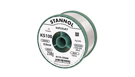 Solder wire KS100, Sn99,3Cu0,7 - FLOWTIN TC, RE L0, 0.5mm, 250g