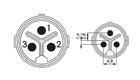 M16 Crimpeinsatz (m) 3polig (3x 2mm), ohne Kontakte