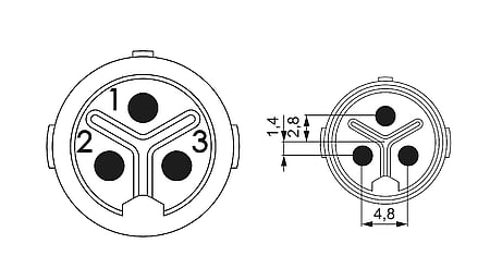 M16 Crimpeinsatz (w) 3polig (3x 2mm), ohne Kontakte