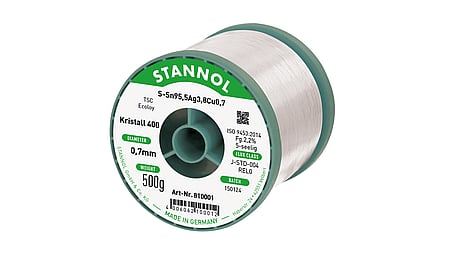 Solder wire Kristall 400, Sn95,5Ag3,8Cu0,7 - TSC, RE L0, 0.7mm, 500g