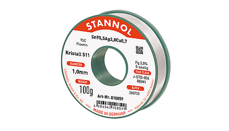 Solder wire crystal 511, Sn95,5Ag3,8Cu0,7 - FLOWTIN TSC, RE M1, 1mm, 100g
