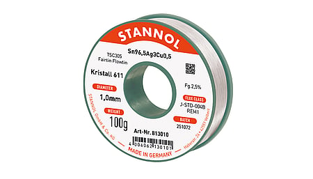 Solder wire crystal 611, Sn96,5Ag3Cu0,5 - FLOWTIN TSC305 - Fairtin, 1mm, 100g