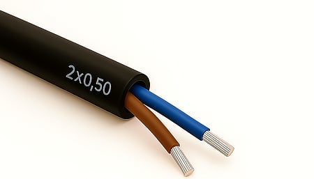 Câble AWG20 avec gaine noire, toron brun+bleu, bobine=100m