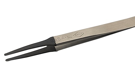 Precision tweezers with flat rounded tips
