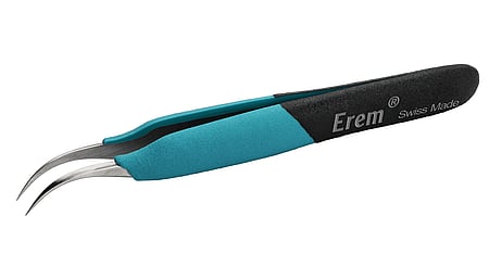 Ergonomic precision tweezers with strong curved tips