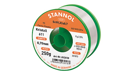 Solder wire crystal 611, Sn99,3Cu0,7 - FLOWTIN TC - Fairtin, 0.7mm, 250g