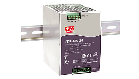 480W DIN rail power supply 24V/20A, 3-phase
