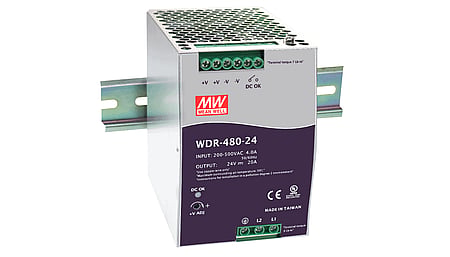 Bloc d'alimentation 480W pour rail DIN 24V/20A, 1 ou 2 phases
