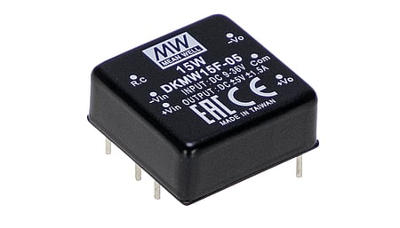 15W DC/DC converter, input 9...36V, output +5V/-5V / +1.5A/-1.5A