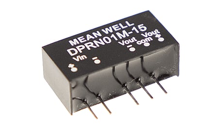 1W DC/DC converter, input 4.75...5.5V, output +/-15V / +/-0.034A