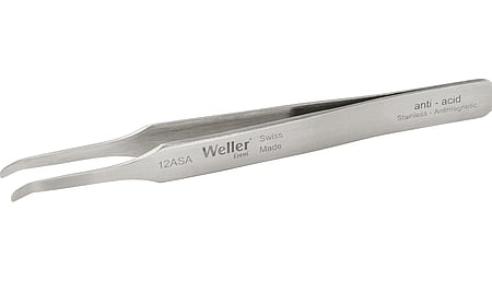 Precision tweezers with flat, rounded tips for gripping components