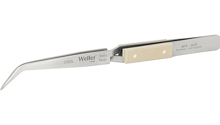 Reversible tweezers angled 50° with robust fine tips