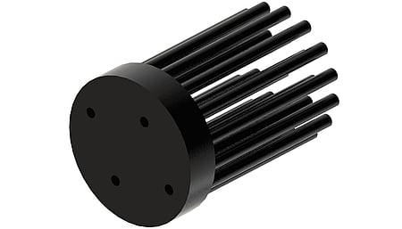Zhaga LED pin fin heat sink, ø35mm, H 50mm, Base 8mm, Black anodized