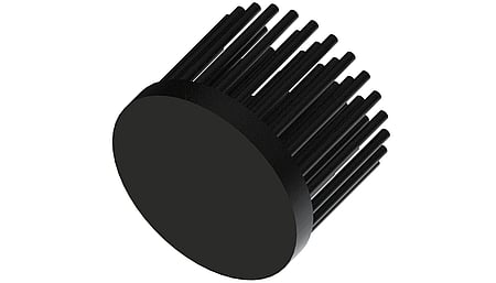 LED pin fin heat sink, ø40mm, H 30mm, Base 5mm, Black anodized