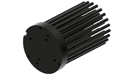 LED pin fin heat sink, ø47mm, H 68mm, Base 8mm, Zhaga&amp;Philips holes, Black