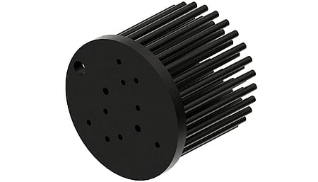 Zhaga LED pin fin heat sink, ø60, H 50, Base 5mm, Black anodized