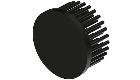 LED pin fin heat sink, ø60mm, H 30mm, Base 5mm, Black anodized