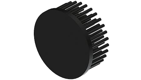 LED pin fin heat sink, ø70mm, H 30mm, Base 5mm, Black anodized
