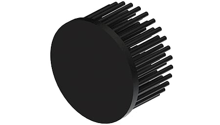 LED pin fin heat sink, ø70mm, H 40mm, Base 5mm, Black anodized