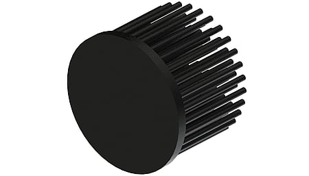 LED pin fin heat sink, ø70mm, H 50mm, Base 5mm, Black anodized