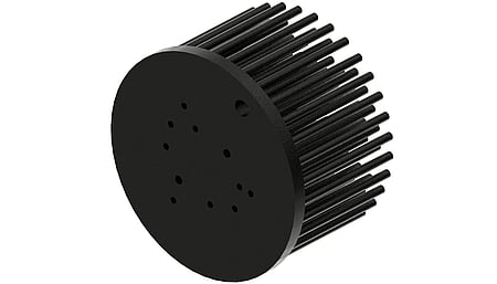 Zhaga LED pin fin heat sink, ø80mm, H 50mm, Base 5mm, Black anodized