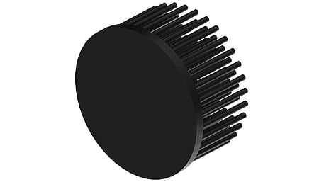 LED pin fin heat sink, ø80mm, H 40mm, Base 5mm, Black anodized
