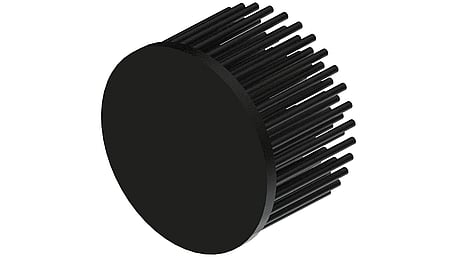 LED pin fin heat sink, ø80mm, H 50mm, Base 5mm, Black anodized
