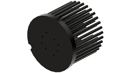 Zhaga LED pin fin heat sink, ø86mm, H 68mm, Base 8mm, Black anodized