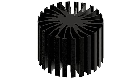 Modular LED star heat sink, ø70mm, H 50mm, Black anodized