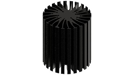 Modular LED star heat sink, ø70mm, H 80mm, Black anodized