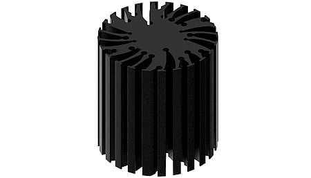 Modular LED star heat sink, ø47mm, H 50mm, Black anodized