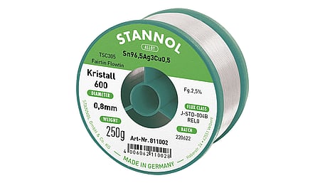 Solder wire crystal 600, Sn96,5Ag3Cu0,5 - FLOWTIN TSC305 - Fairtin, 0.8mm, 250g