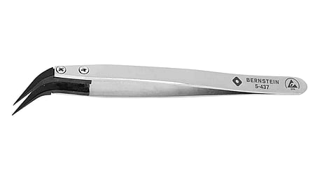 ESD Pinzette mit auswechselbaren Spitzen gebogen 0,1mm breit, leitend