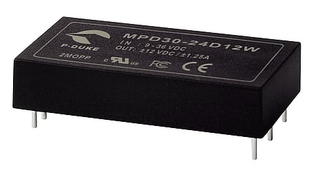 30W medical DC/DC converter, input 9...36V, output +24V / +1.25A
