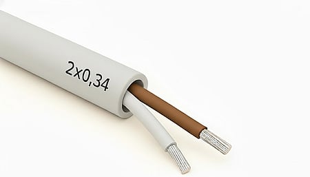 AWG22 Kabel mit grauem Mantel, Leiter Weiss+Braun (Rolle = 100m)