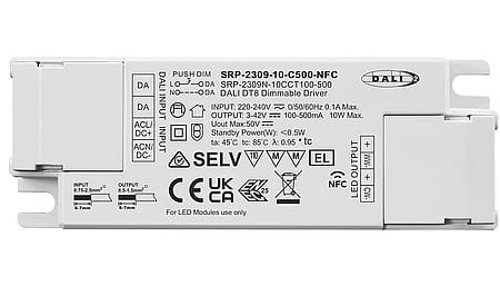 10W DALI2 DT8, Tunable white, Konstantstrom LED Treiber, 100-500mA, NFC