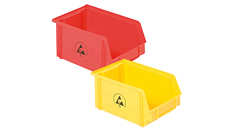 ESD storage containers, open-fronted storage bins made of IDP