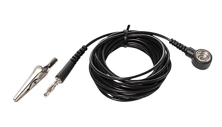 ESD earthing cable, push-button/banana plug/crocodile clip 1.5m or 3m