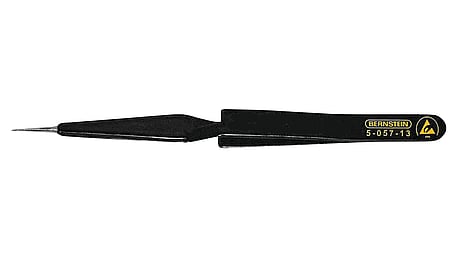ESD SMD cross tweezers 120mm shape 53 stainless steel, self-holding, dissipative