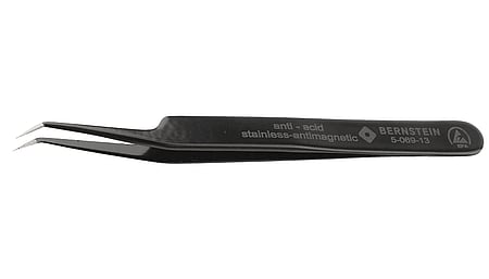 ESD SMD tweezers 115mm shape 5abb-Z stainless steel angle 30° serrated, dissipative