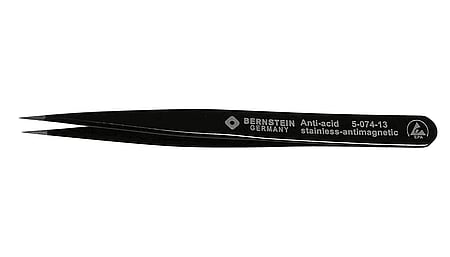 ESD SMD universal tweezers 120 mm shape 1 stainless steel, dissipative