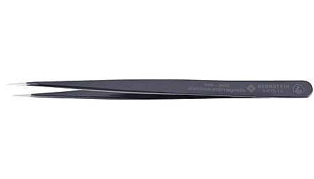 ESD SMD tweezers 140mm shape BB stainless steel, dissipative