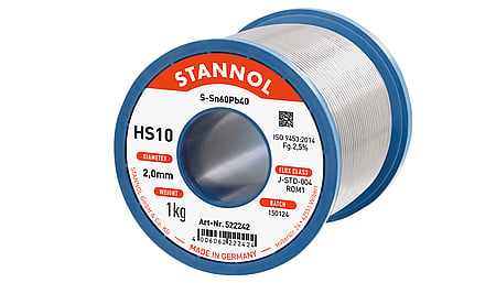 Solder wire HS10, Sn60Pb40, RO M1, 2mm, 1000g